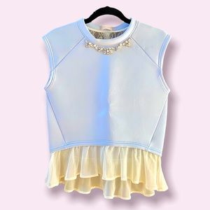 LIZ LISA blue and cream lace top from Japan